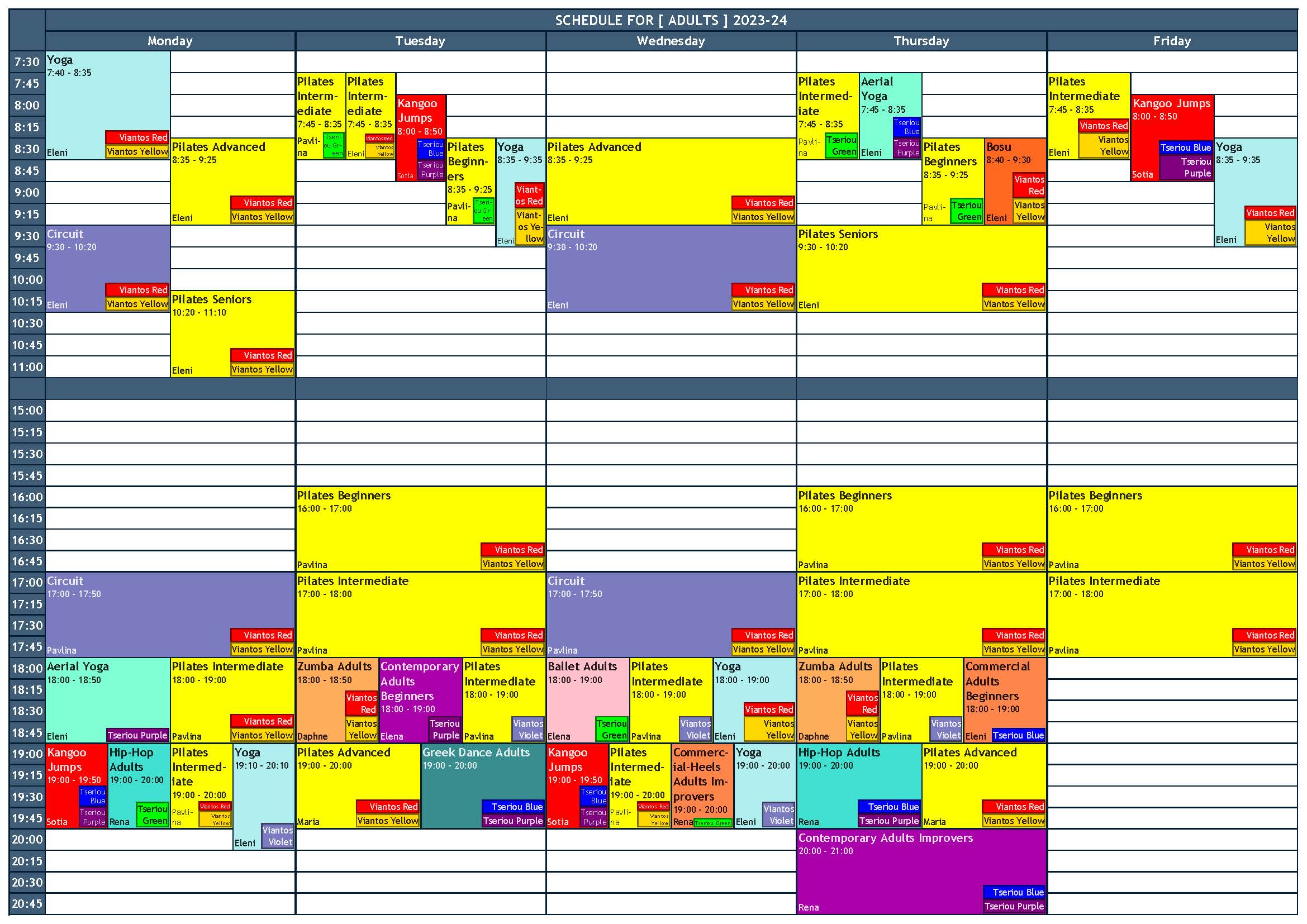 Schedule 20232024 NEW Academic Year Emotion Dance & Health Studio